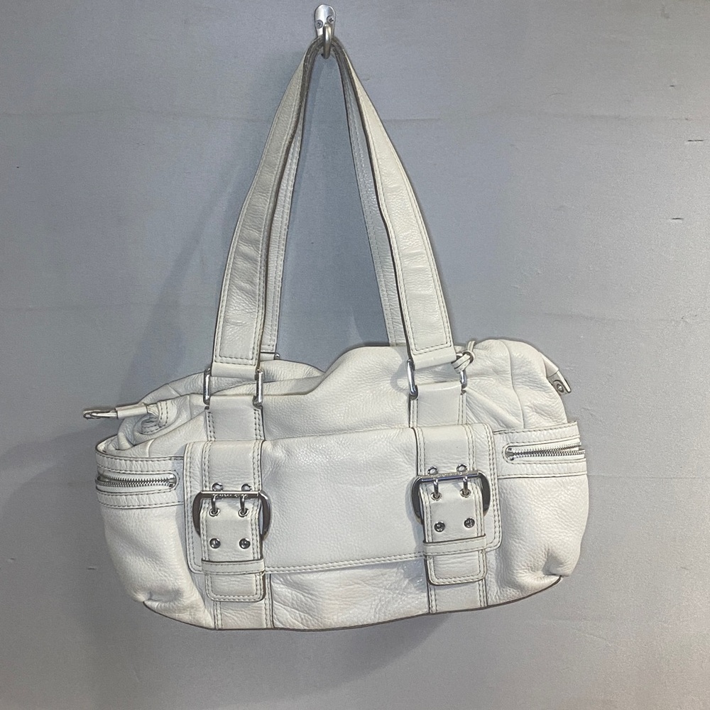 MICHAEL Michael Kors Drawstring Pebbled cream Leather SHoulder Bag - Pre-owned